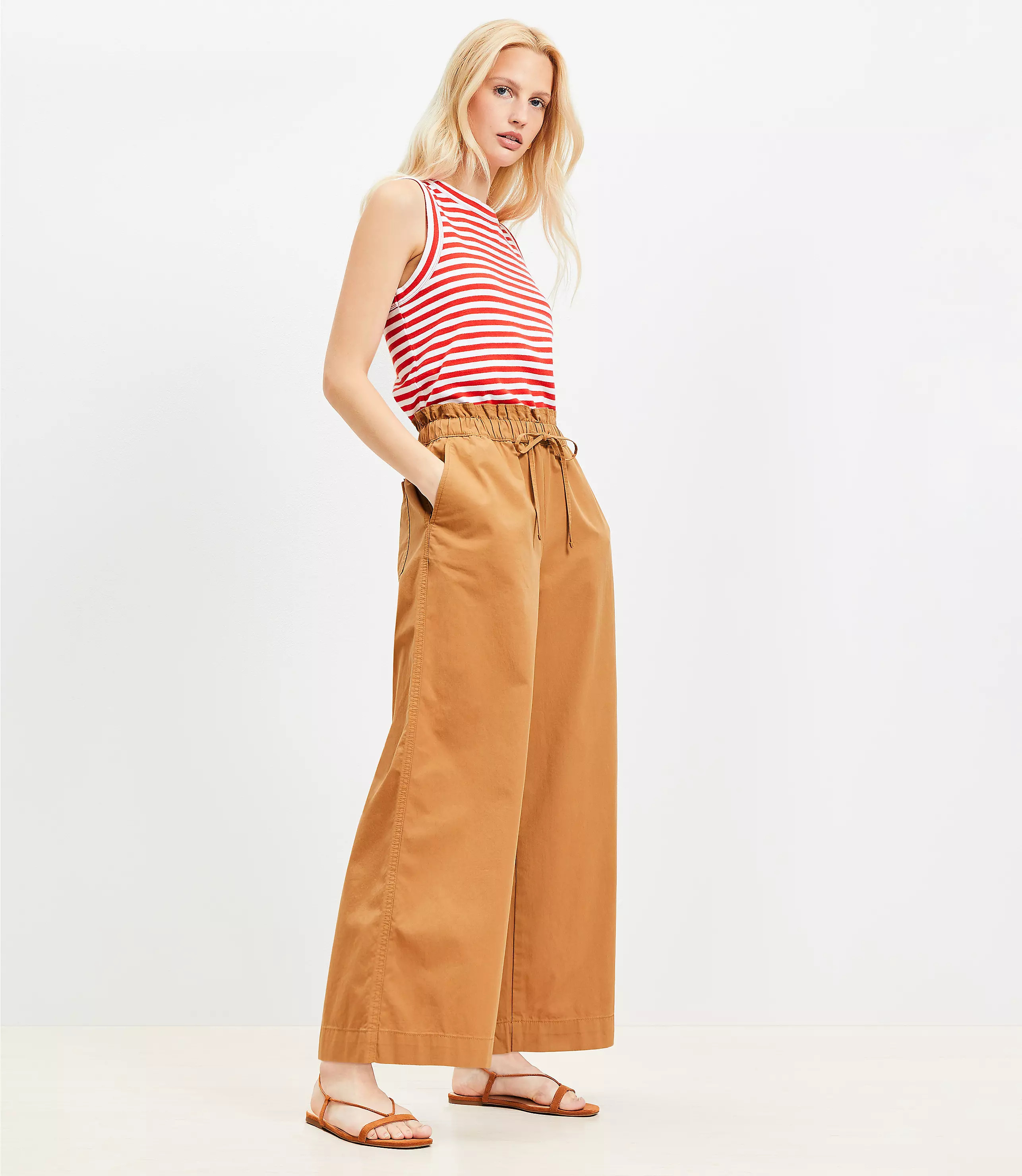 Breezy Wide Leg Ankle Pants in Twill | LOFT