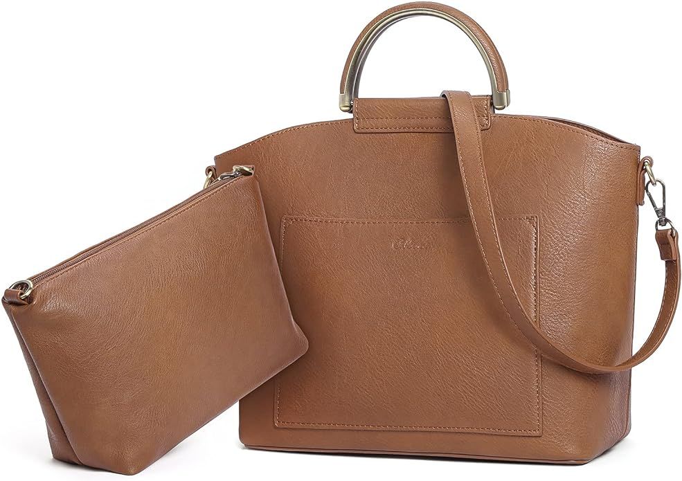 CLUCI Women's Satchel Handbags Leather Tote Bags Top Handle Fashion Shoulder Purse | Amazon (US)