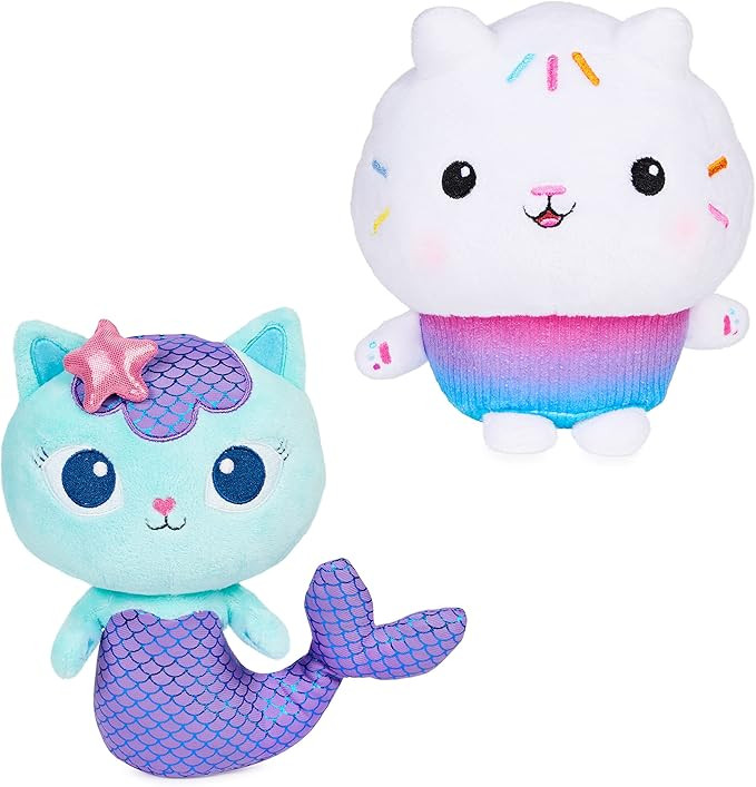 Gabby's Dollhouse, Purr-ific Plush Toys 2-Pack with Cakey Cat and Mercat, Kids Toys for Ages 3 an... | Amazon (US)