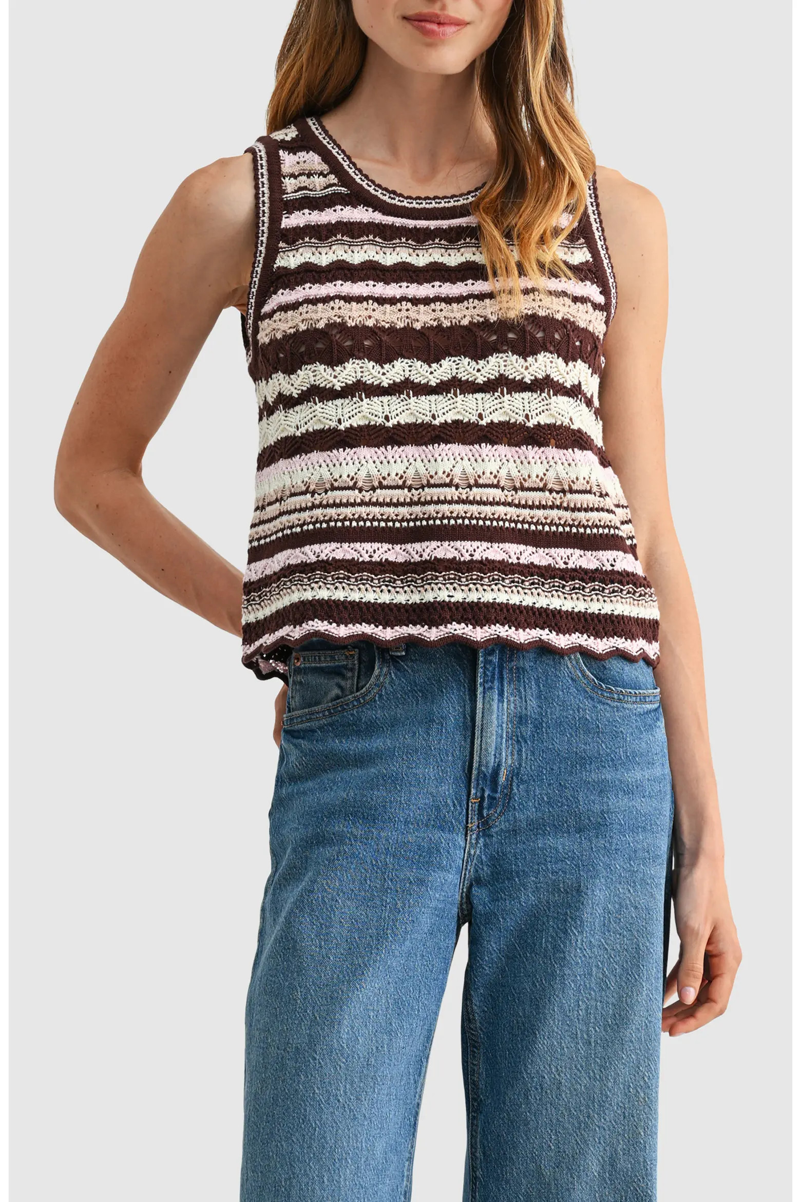 Striped Crochet Sleeveless Top (Women) | Nordstrom | Nordstrom