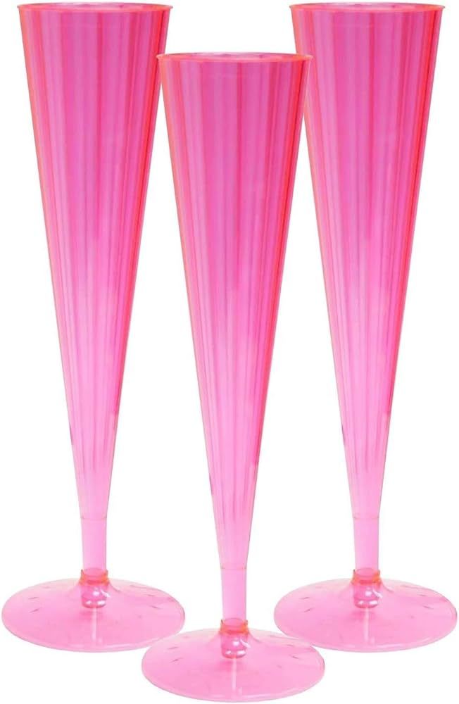 Amazon.com: Party Essentials 20 Count Hard Plastic Twopiece 5 oz Champagne Flutes, Neon Pink : Ev... | Amazon (US)