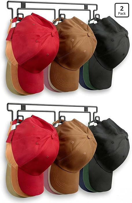 Amazon.com: PANGTON Hat Rack for Wall, [2-Pack] Metal Hat Organizer for Baseball Caps Holder 30 H... | Amazon (US)
