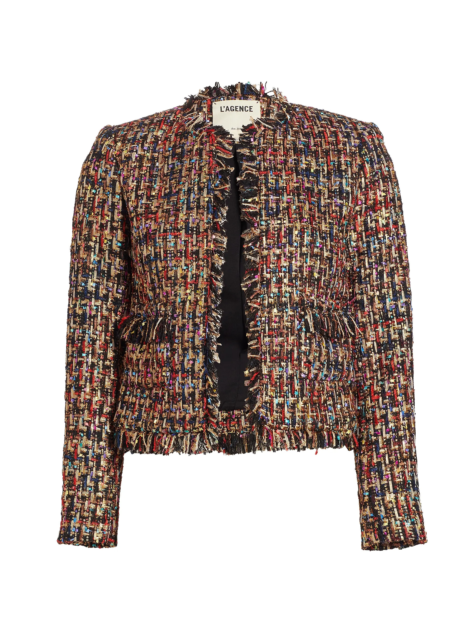 Shop L'AGENCE Angelina Tweed Plaid Jacket | Saks Fifth Avenue | Saks Fifth Avenue