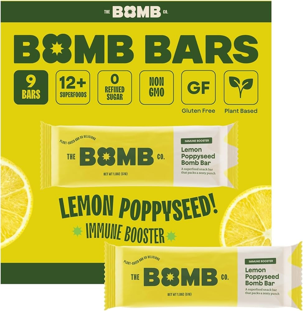 The Bomb Co. Blender Bomb Bar, Lemon Poppyseed, Superfood Snack Bar for the Body’s Natural Defe... | Amazon (US)