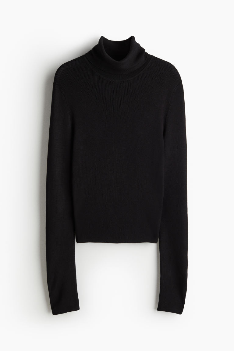 H & M - Polo-neck top - Black | H&M (UK, MY, IN, SG, PH, TW, HK)