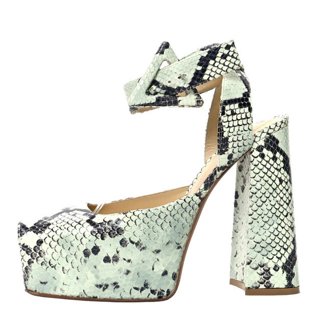 Bottega Veneta Faded Python Noir Tower Pumps | Shop Simon