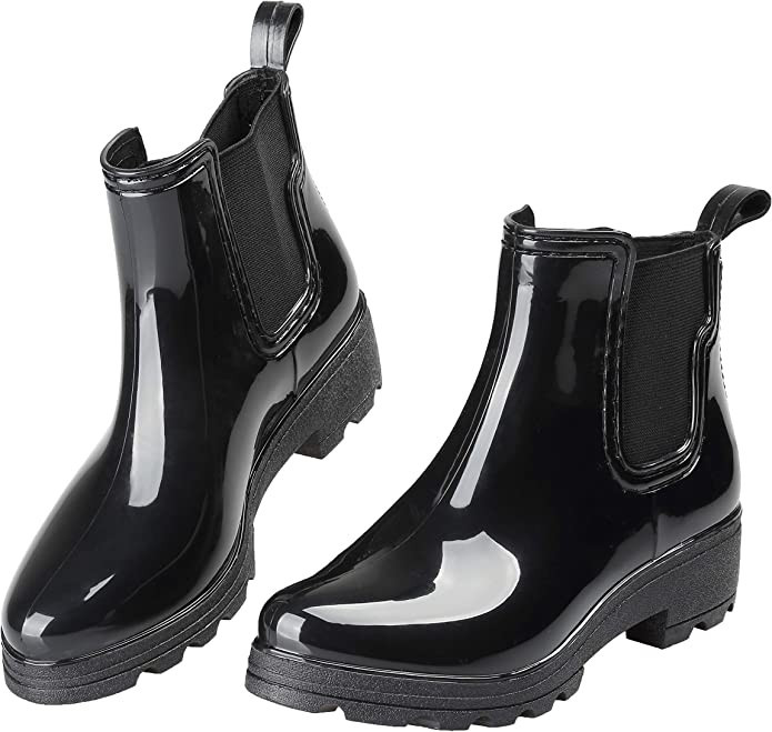 EYUSHIJIA Women's Short Rain Boots Waterproof Slip On Ankle Chelsea Booties | Amazon (US)