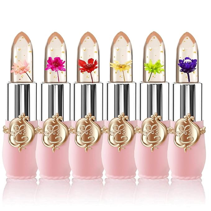 BestLand 6 Pcs/Set Flower Jelly Lipstick Set Temperature Change Moisturizer Long Lasting Nutritio... | Amazon (US)