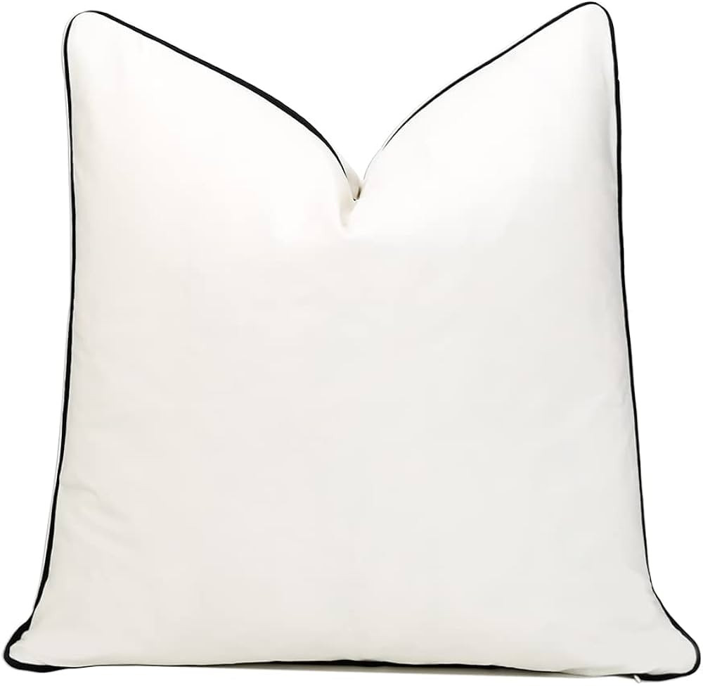 THE-TINOART Square Solid Color Velvet Throw Pillow Covers with Black Piping , 22x22 Soft Decorati... | Amazon (US)