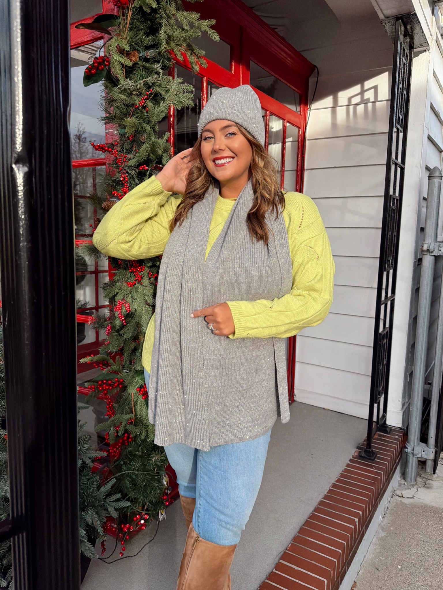 Fun & bright colors for the winter! Wearing size 18 in sweater & jeans. 

#LTKSaleAlert #LTKPlusSize #LTKSeasonal