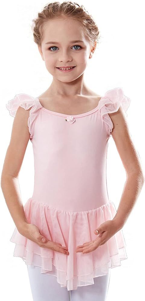 MdnMd Ballet Leotards with Skirt Toddler Girls Dance Ballerina Outfit Dresses Short Sleeve | Amazon (US)