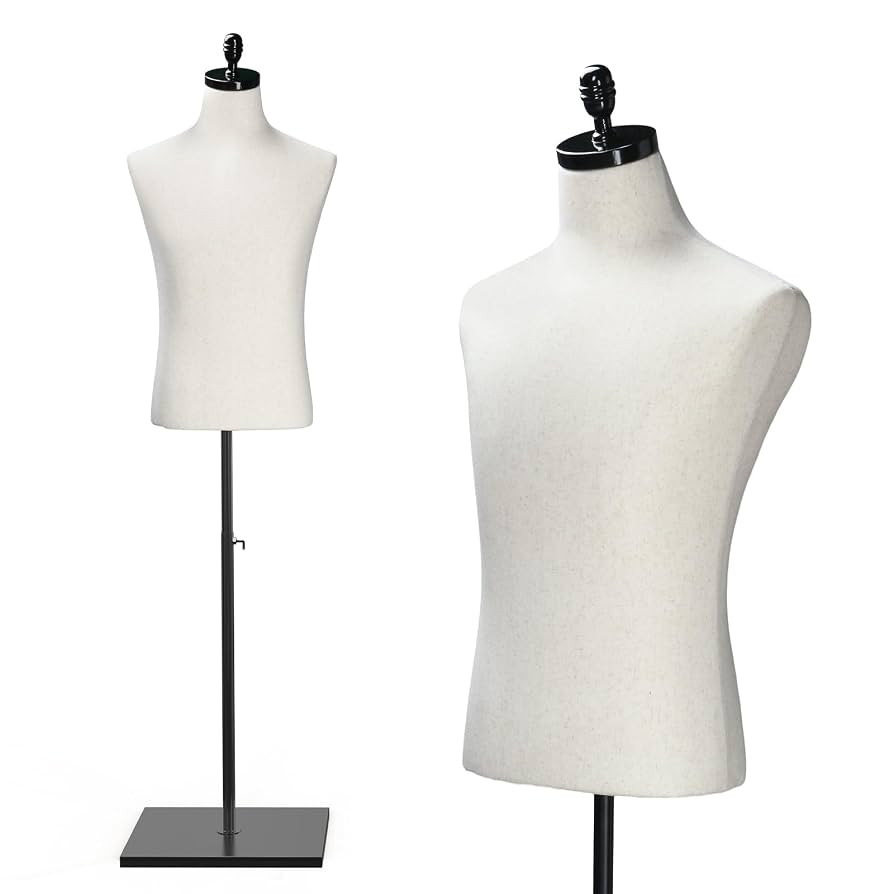 VINGLI Male Mannequin Torso with Wooden/Metal Stand, Adjustable Height Male Dress Form Body for C... | Amazon (US)