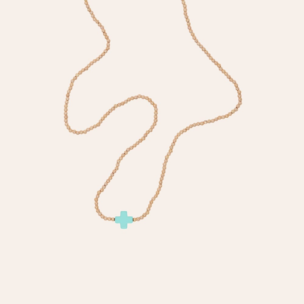 806 by Pink Panache Gold & Turquoise Cross Necklace | Cavender's