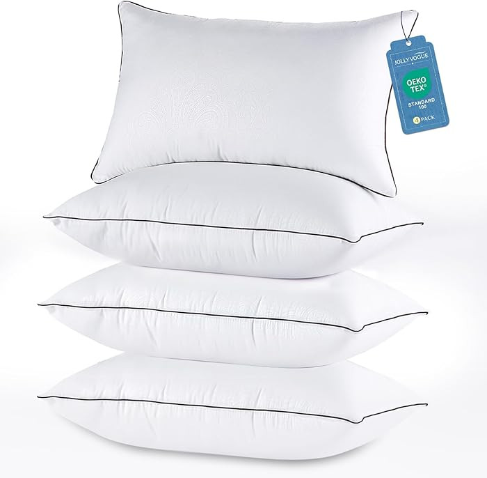 JOLLYVOGUE Pillows Queen Size Set of 4 for Sleeping, Soft and Supportive Bed Pillow with Down Alt... | Amazon (US)