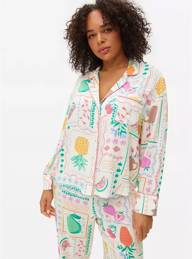 Cream Fruit Stamp Print Traditional Pyjamas 16 | Tu Clothing