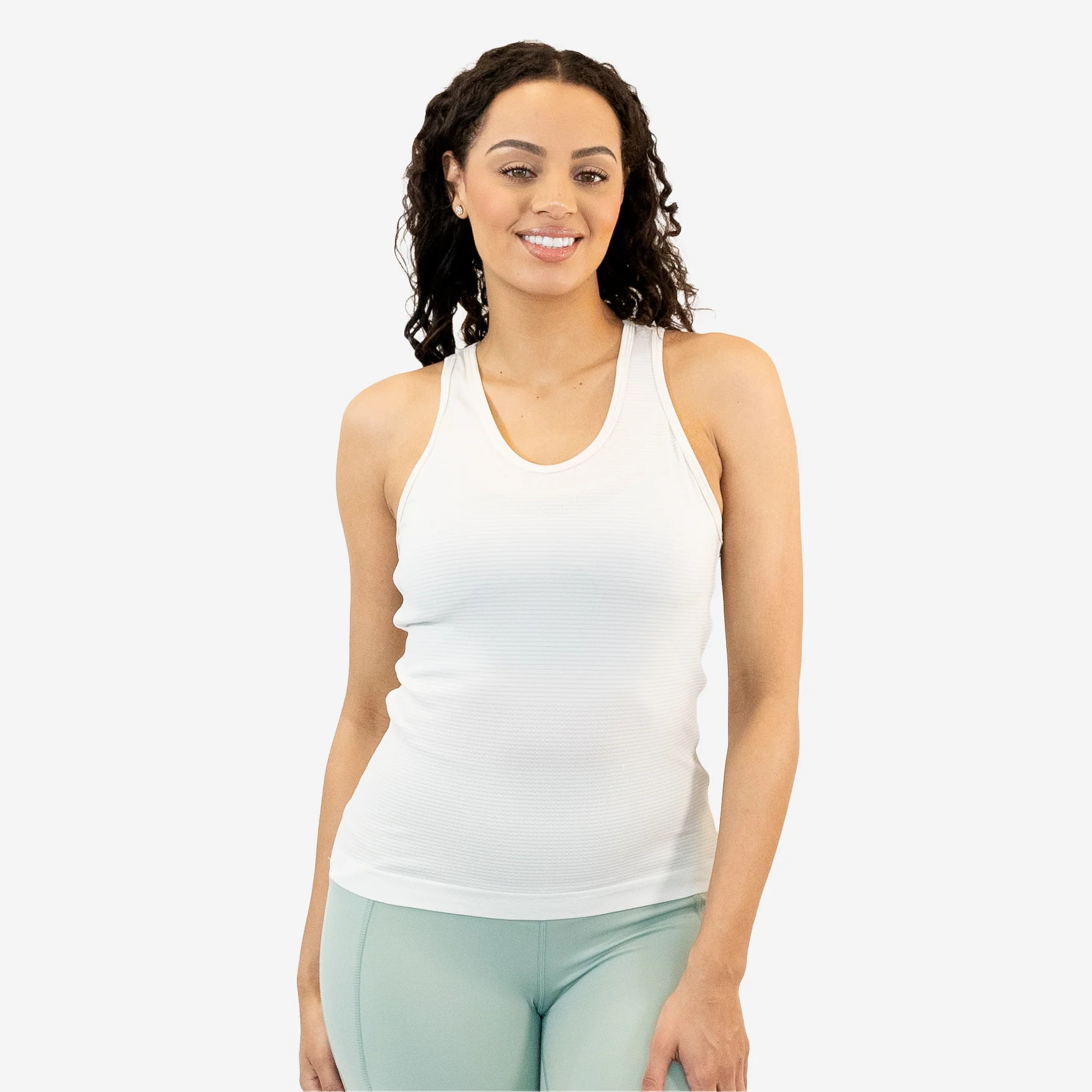 Essential Race Length Seamless Tank - Jet Stream | Senita Athletics