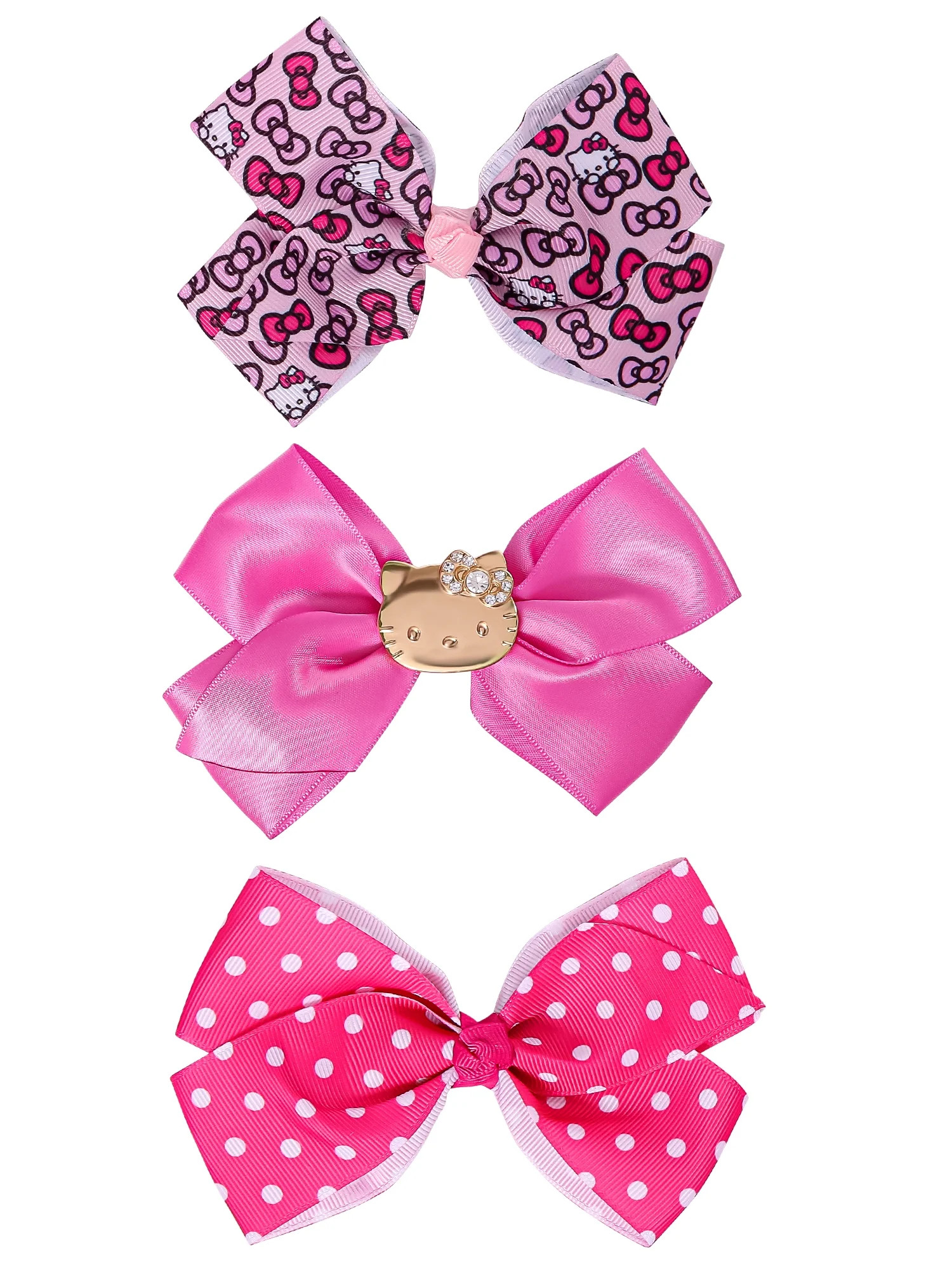 Sanrio Hello Kitty Girl's Bow Hair Clip Set – 3 Pieces (Girls) | Walmart (US)