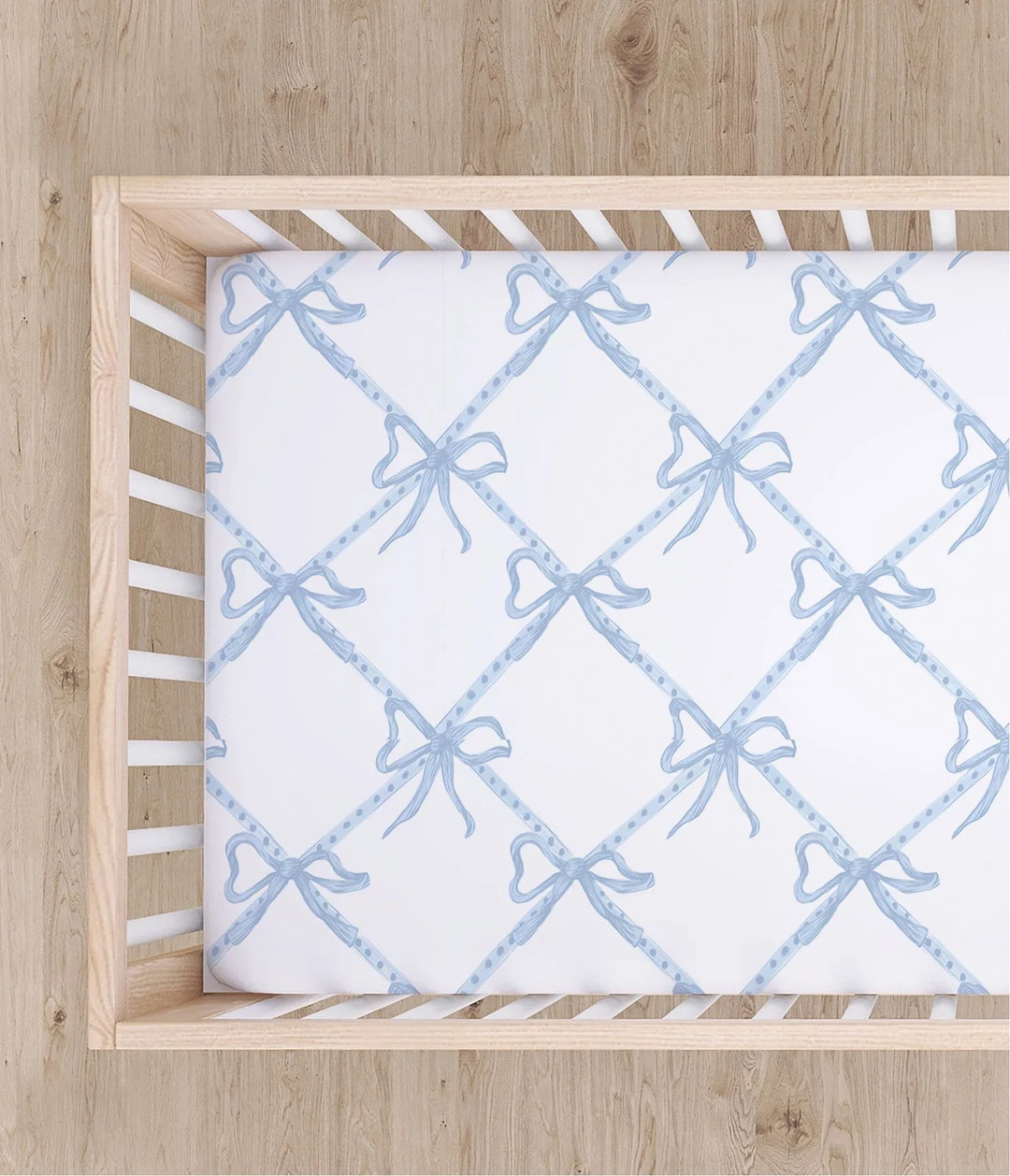 Crib Sheet Blue and White Ribbon Baby Bedding, Blue & White Bow, Chinoiserie Fitted Crib Sheet, P... | Etsy (US)