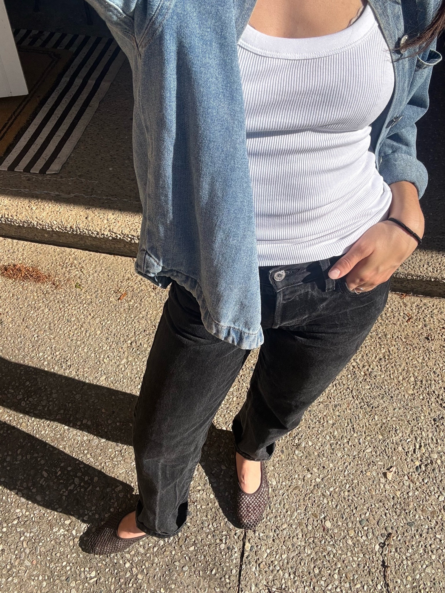 Monday casual work outfit!! Size 24 jean, size xs tank, size small denim👖🌷🌤️

#LTKcanada #LTKjeans #LTKpetite