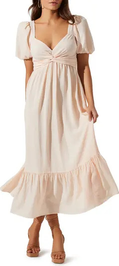 Tie Back Puff Sleeve Midi Dress | Nordstrom