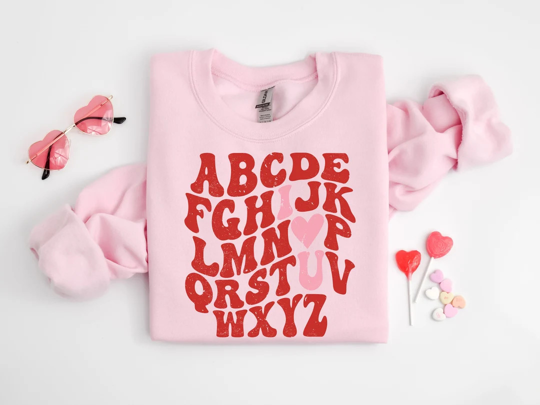 Cute Teacher Valentine Shirt, Teacher Alphabet Shirt, Back to School Shirt, Love Shirt, Teacher T... | Etsy (US)