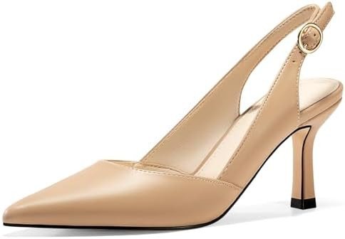 Rilista Women's Slingback Kitten Heels Closed Pointed Toe Backless Wedding Party Dress Pumps Shoe... | Amazon (US)