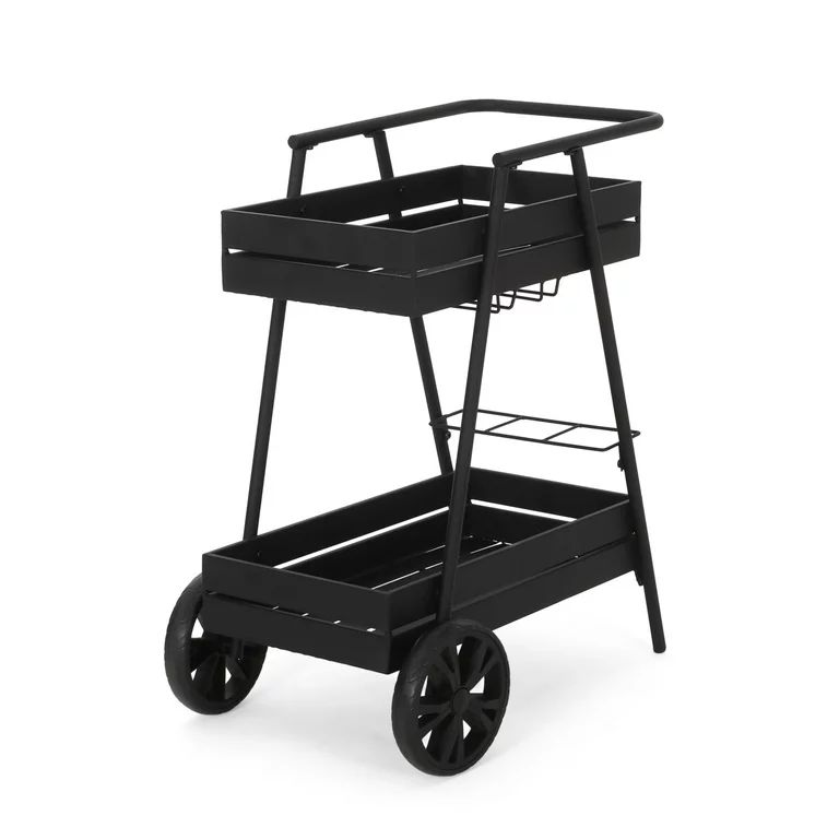 Evans Metal Outdoor 2 Tiered Bar Cart, Matte Black | Walmart (US)