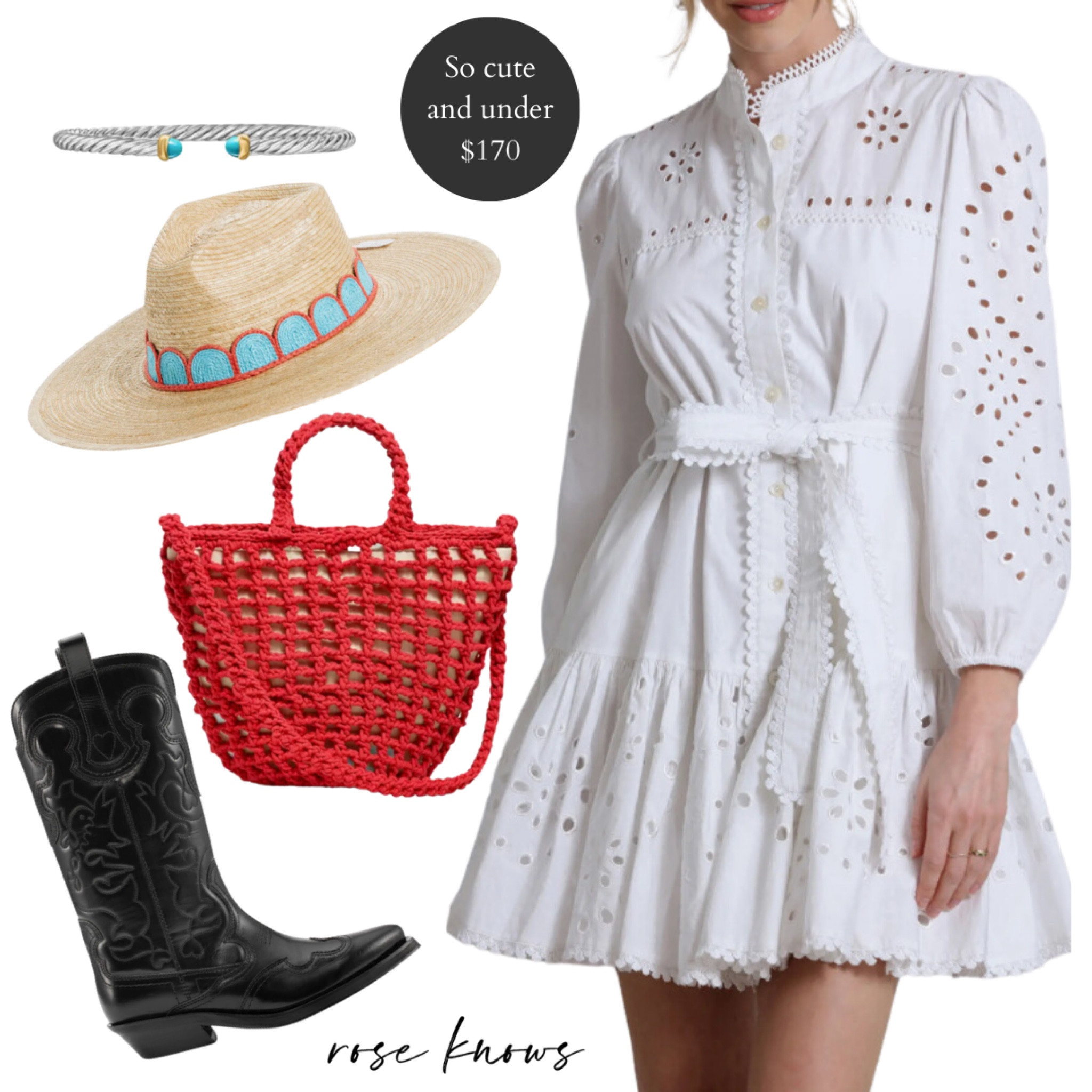 Cute outfit for a concert, party, dinner, white dress 
Western boots 
Bag under $100 

#LTKParties #LTKxNSale #LTKFindsUnder100