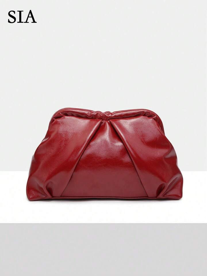 1pc Women's Retro Simple Vintage Coin Purse, Solid Metallic Color Angora Distressed Pleated Cloud... | SHEIN