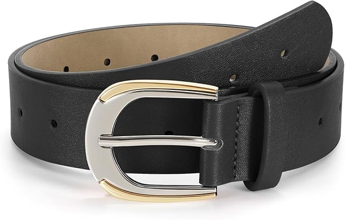 JASGOOD Women's Leather Belts for Jeans Pants Dresses Ladies Faux Leather Waist Belts with Gold a... | Amazon (US)