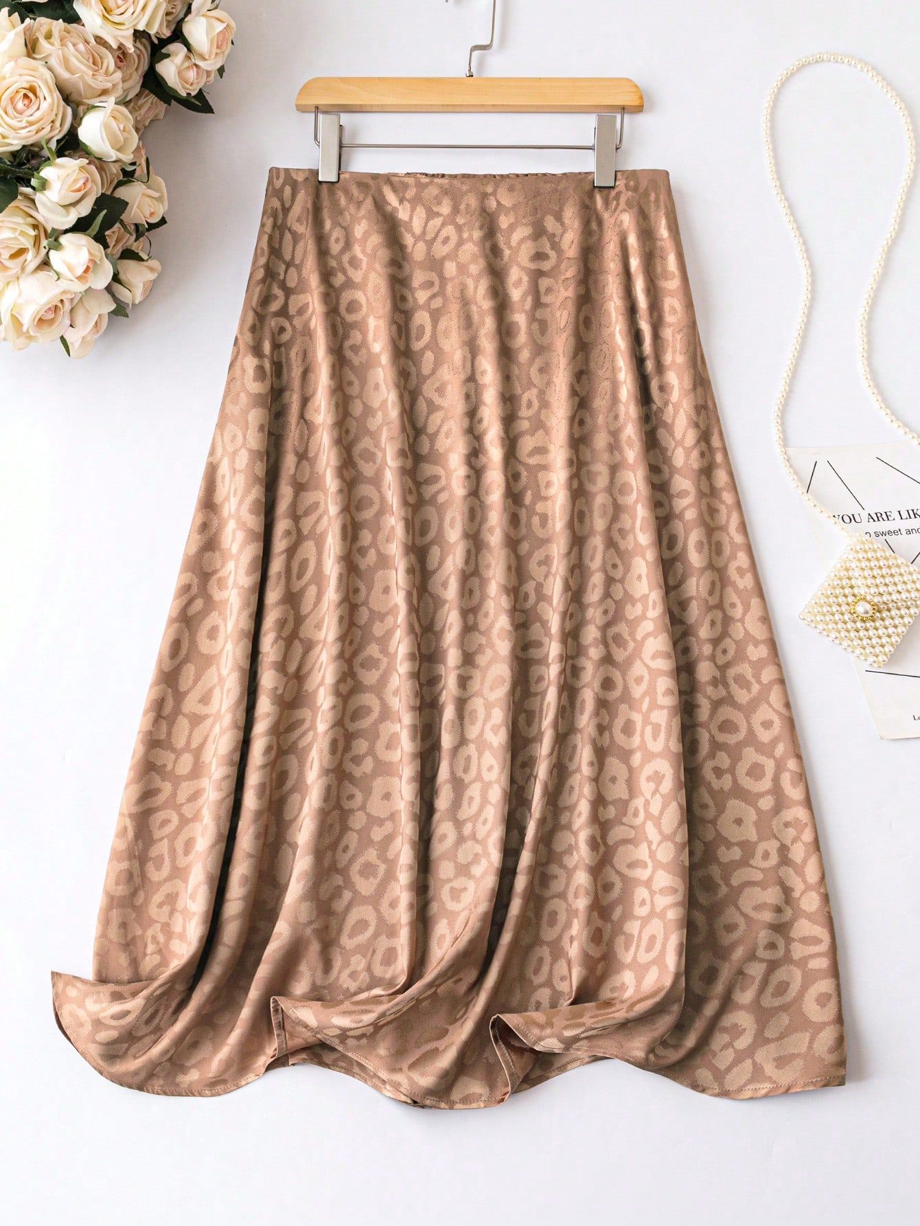 SHEIN Privé Plus Leopard Print Flare Skirt | SHEIN