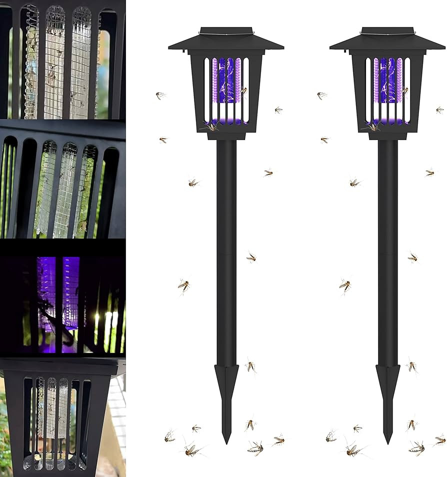 Solar Bug Zapper Outdoor, Rechargeable Mosquito Fly Zapper Lamp Repellent Outdoor Waterproof LED,... | Amazon (US)