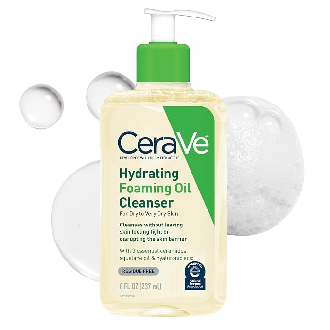 CeraVe Hydrating Foaming Oil Facial Cleanser with Hyaluronic Acid, 8oz | Amazon (US)