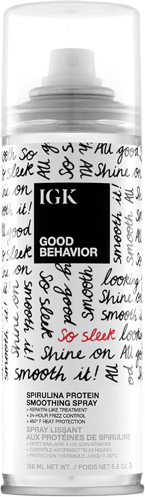 IGK GOOD BEHAVIOR Spirulina Protein Smoothing Spray | Keratin Like Treatment + Frizz Control + He... | Amazon (US)