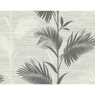 Away On Holiday Black Palm Black Wallpaper Sample | The Home Depot