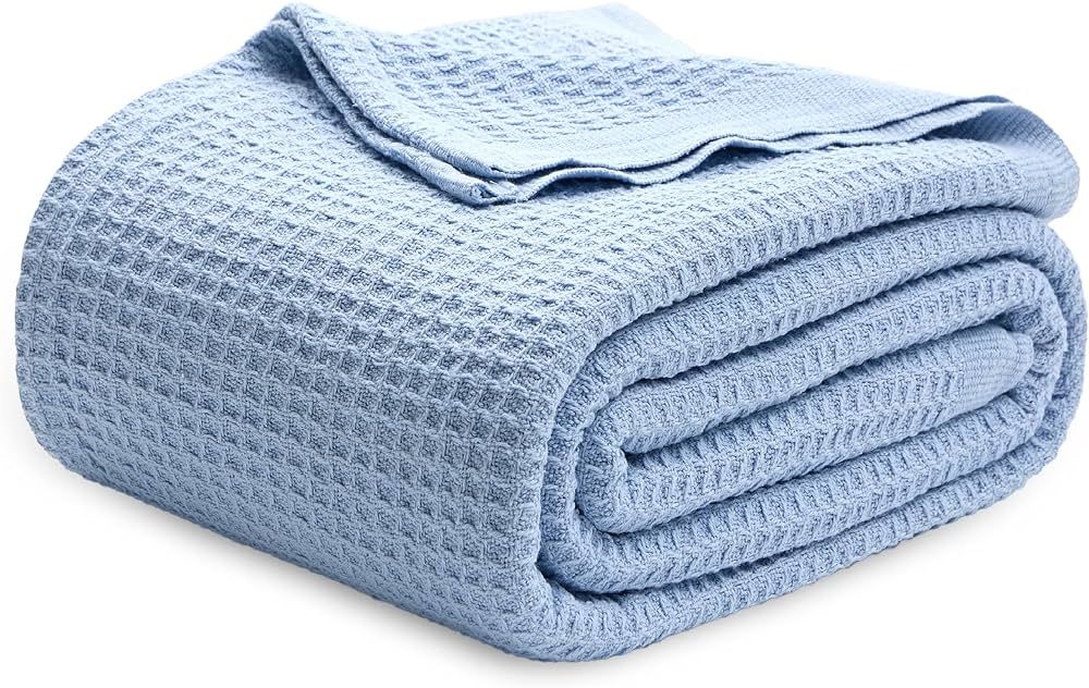 Bedsure 100% Cotton Blankets King Size for Bed - Waffle Weave Blankets for Summer, Lightweight an... | Amazon (US)