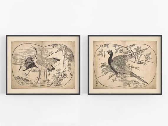 Japanese Crane & Pheasant Art Prints / Vintage Art / Asian Bird Art / Asian Art / Japanese Art  /... | Etsy (US)