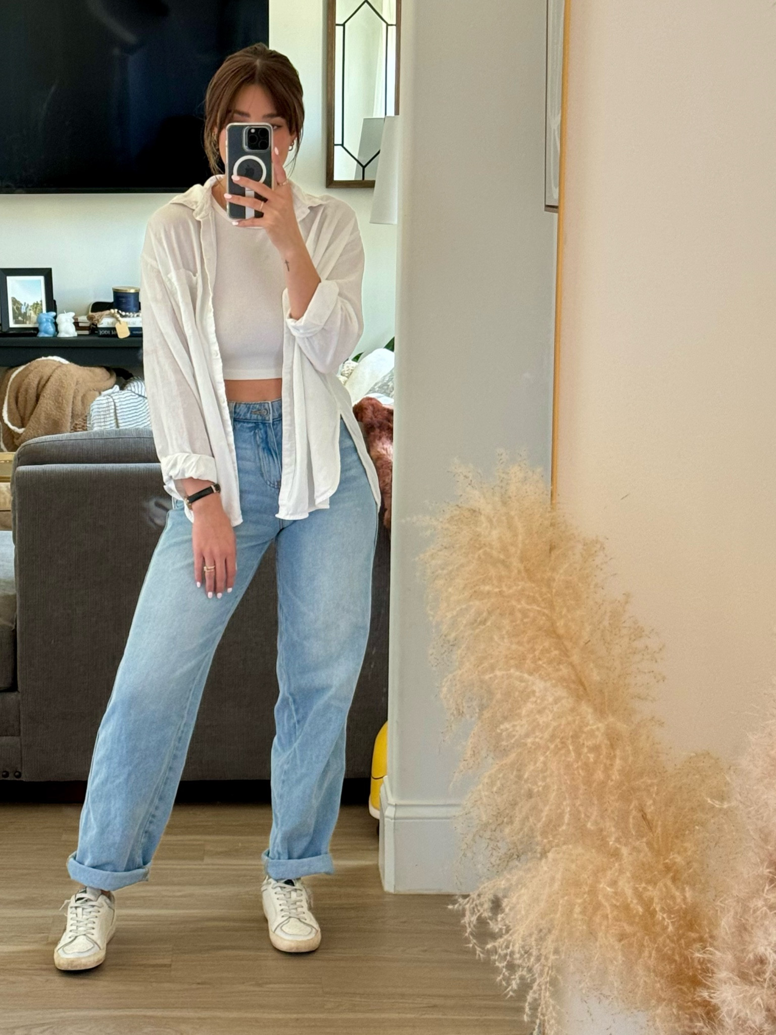 Button down is on saleeeeeee✨Slouchy jeans, linen button down, and a white T, say less. I’m basic through and through and I’m totally okay with it. 

#LTKbeauty #LTKstyletip #LTKshoecrush