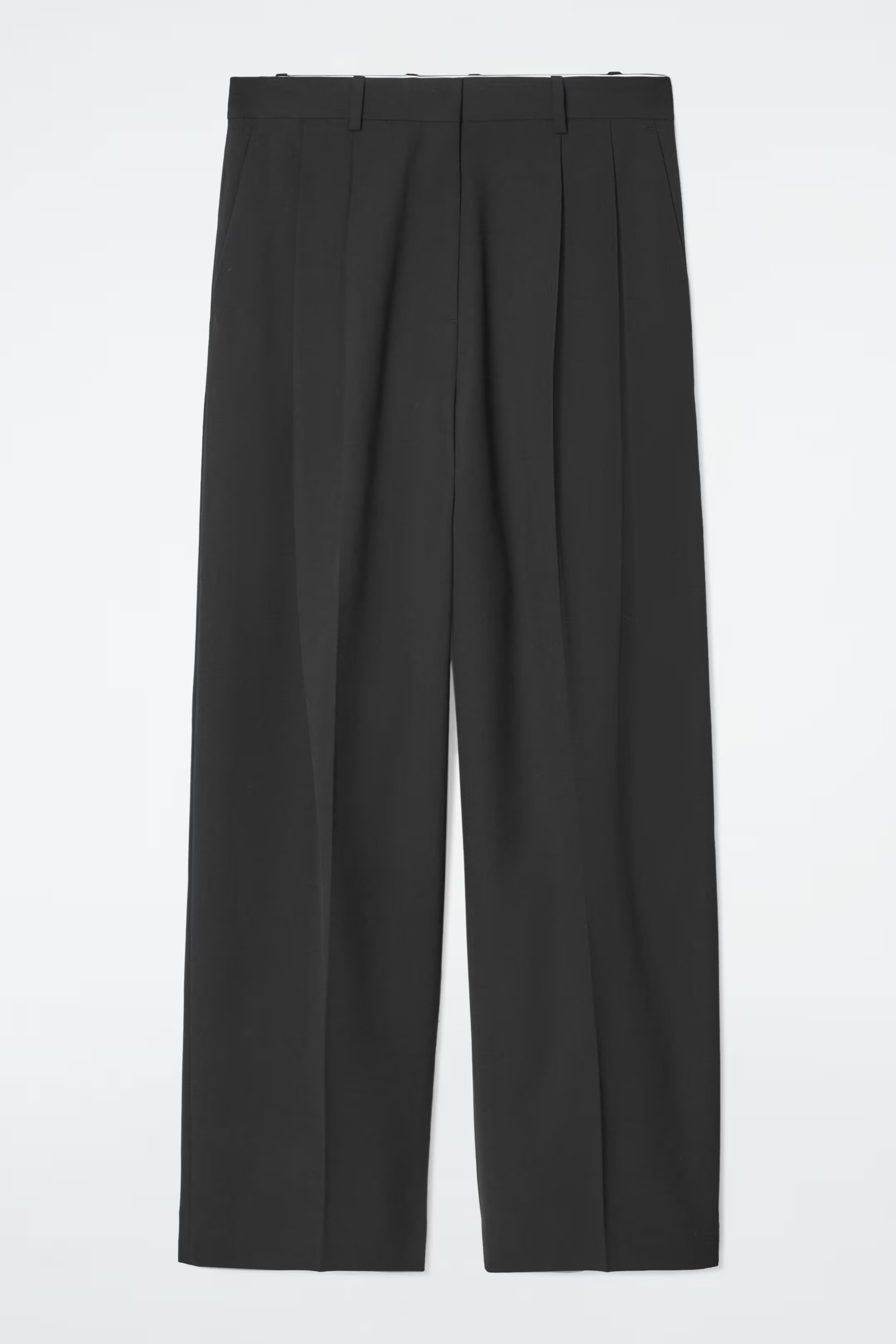 RELAXED TWILL WIDE-LEG TROUSERS - BLACK | COS GB | COS UK
