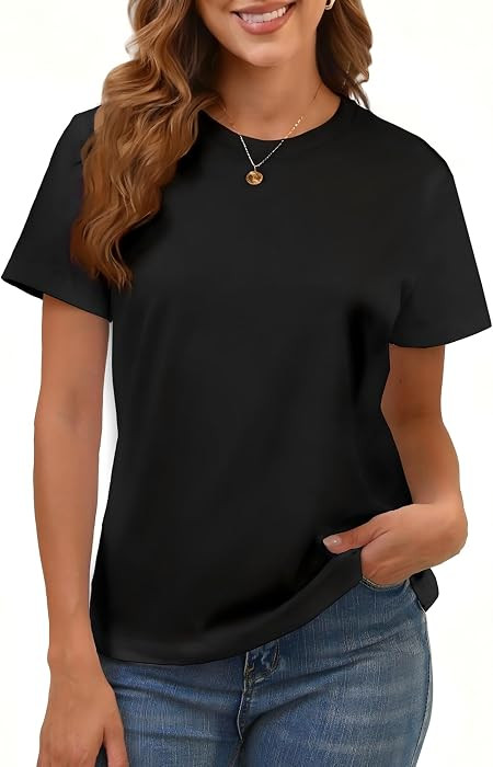 BJY Cotton Basic T Shirts for Women,Crew Neck Short Sleeve Summer Shirts(2XS-3XL) | Amazon (US)
