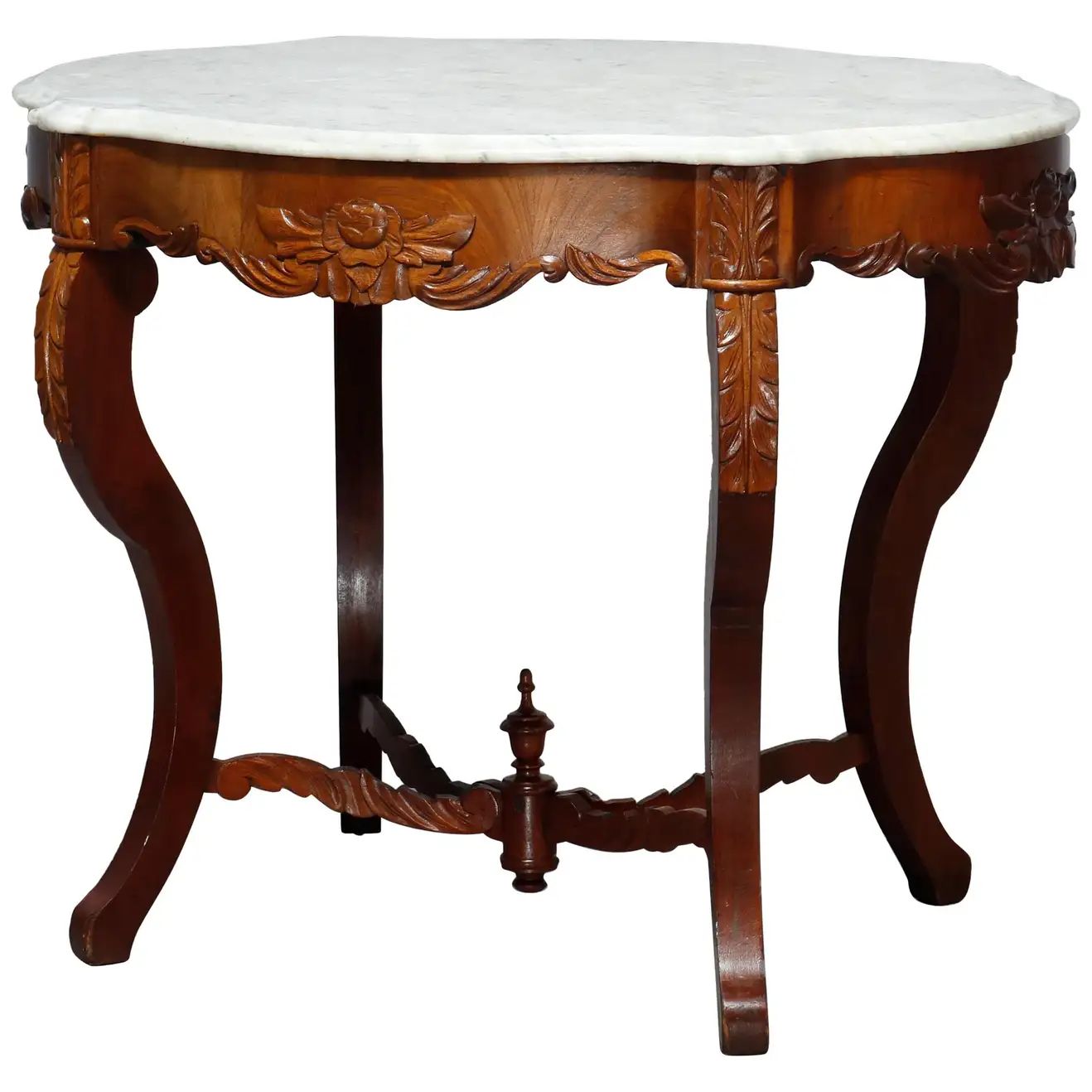 Antique Victorian Turtle Top Marble Top Mahogany & Walnut Lamp Table, Circa 1860 | 1stDibs