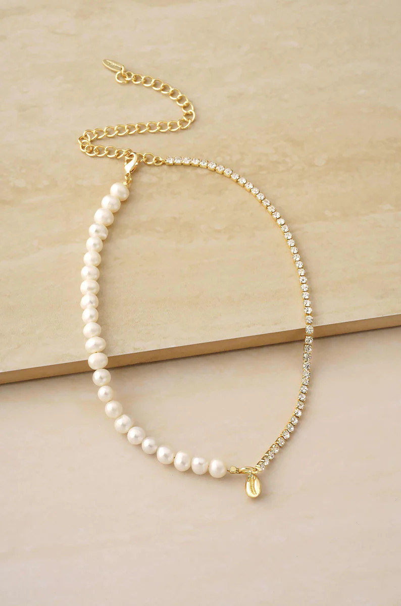 Pearl, Crystal, and Shell 18k Gold Plated Necklace | Ettika