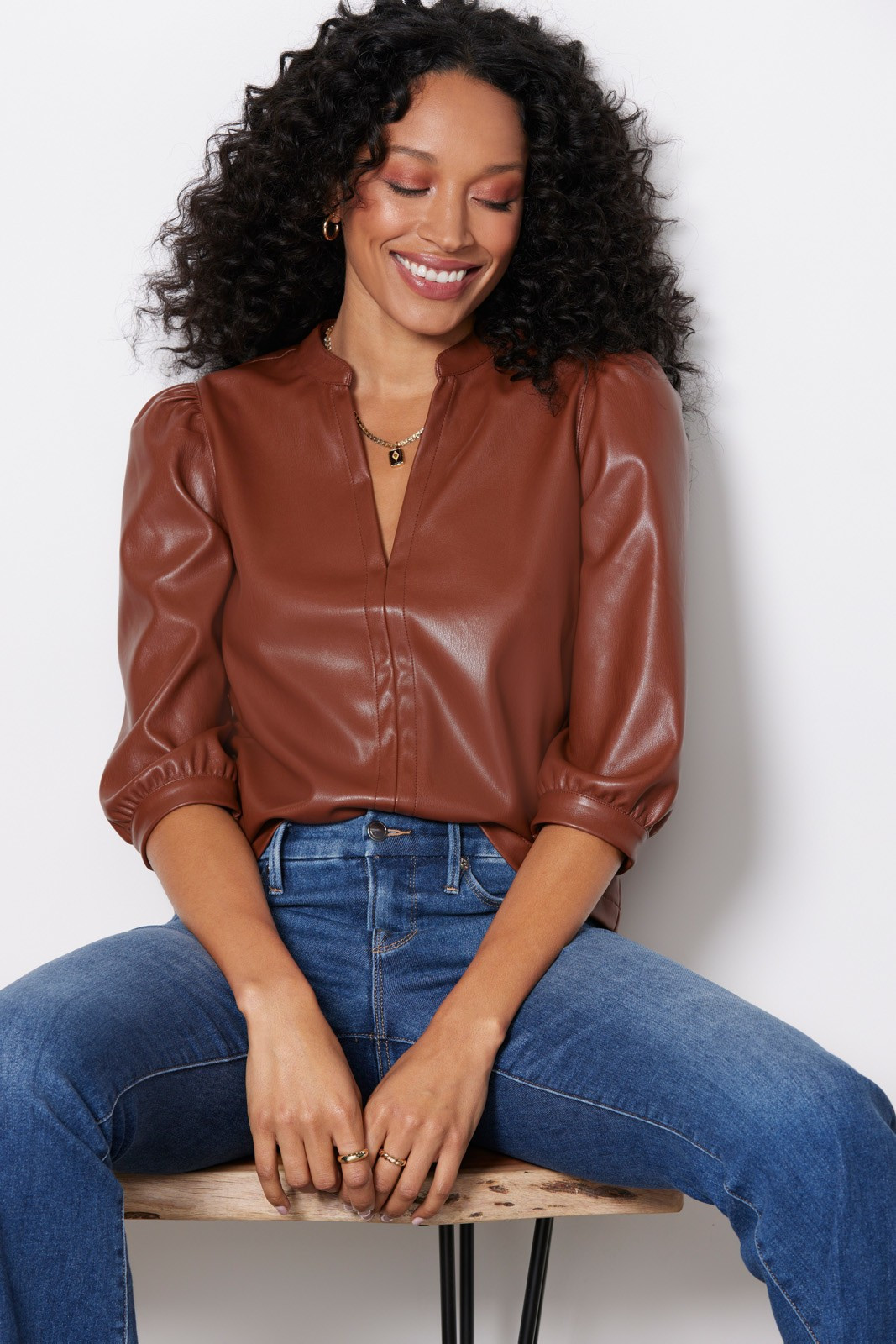 EVEREVE Ryann Faux Leather Top | EVEREVE | Evereve