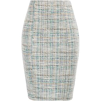Kate Kasin Womens Knee Length Elastic Waist Stretchy Bodycon Business Tweed Pencil Skirt | Amazon (US)