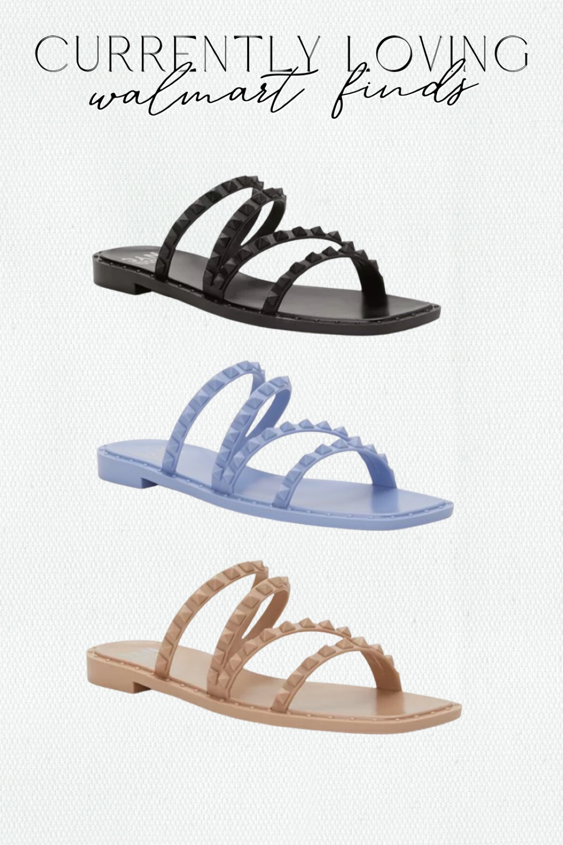 Walmart fashion finds, walmart shoes, walmart womens sandals, studded rubber sandals, pool sandals, beach wear, vacation shoes, vacation style

#LTKstyletip #LTKshoecrush #LTKunder50