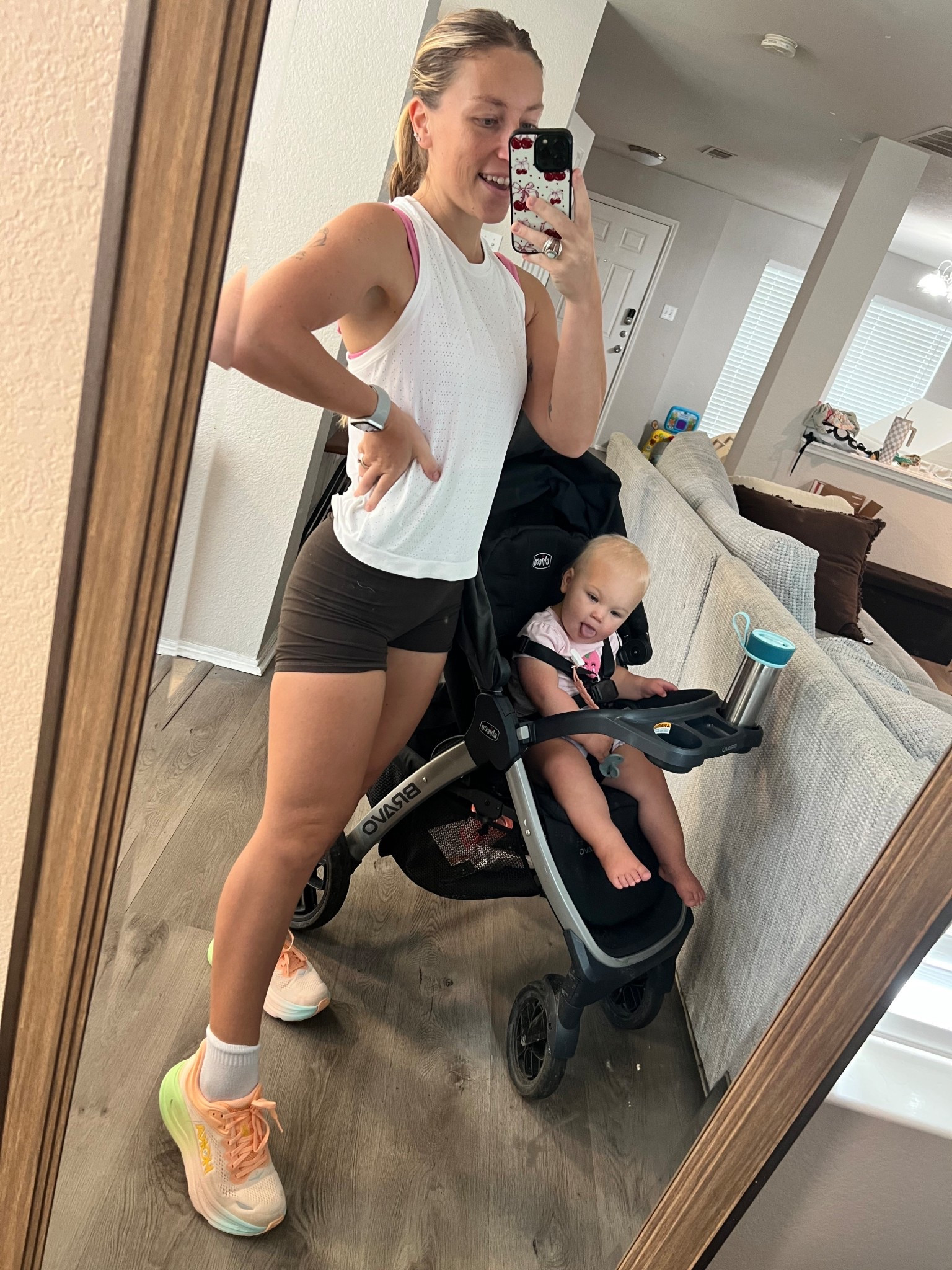 Affordable running outfit for moms on the go 🏃‍♀️💧
Wearing a comfy Target athletic tee, supportive Free People sports bra, and my favorite Amazon biker shorts for summer runs. Finished the look with Hoka running shoes (the best for beginner runners + daily walks).
Also linked our go-to toddler water bottle and my Owala FreeSip — both must-haves for staying hydrated on the move! 

#LTKShoeCrush #LTKStyleTip #LTKActive