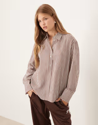 Mango shirt in brown stripe | ASOS (Global)