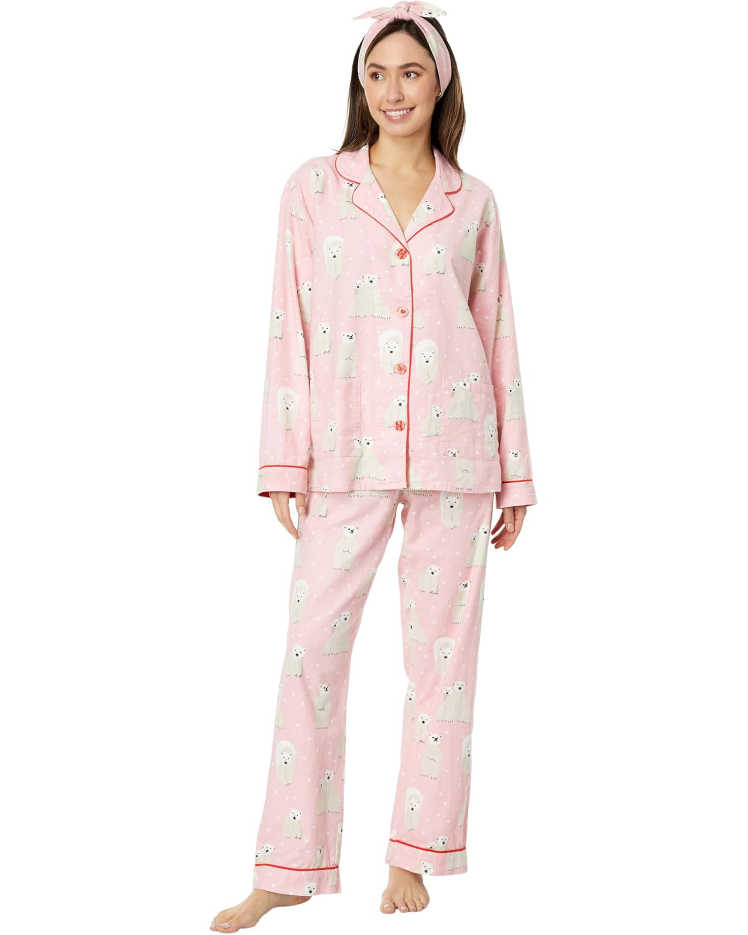 Holiday Flannel PJ Set with Headband | Zappos