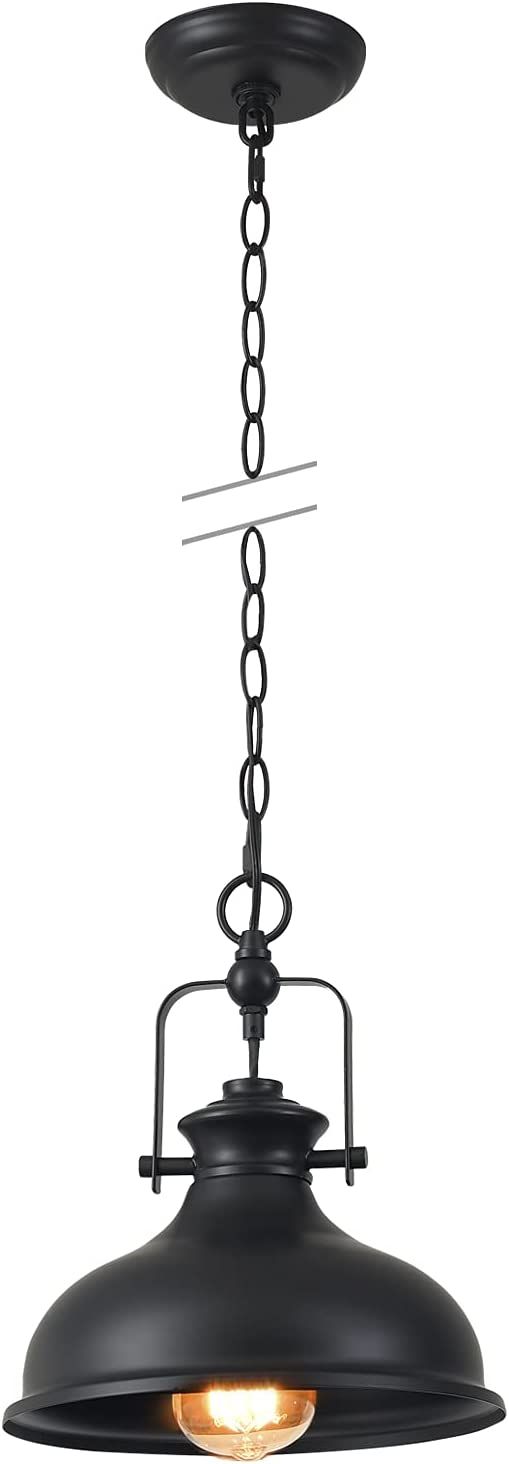 GZBtech Industrial Dome Pendant Light, 1-Light Metal Chain Adjustable Farmhouse Hanging Light, 50... | Amazon (US)