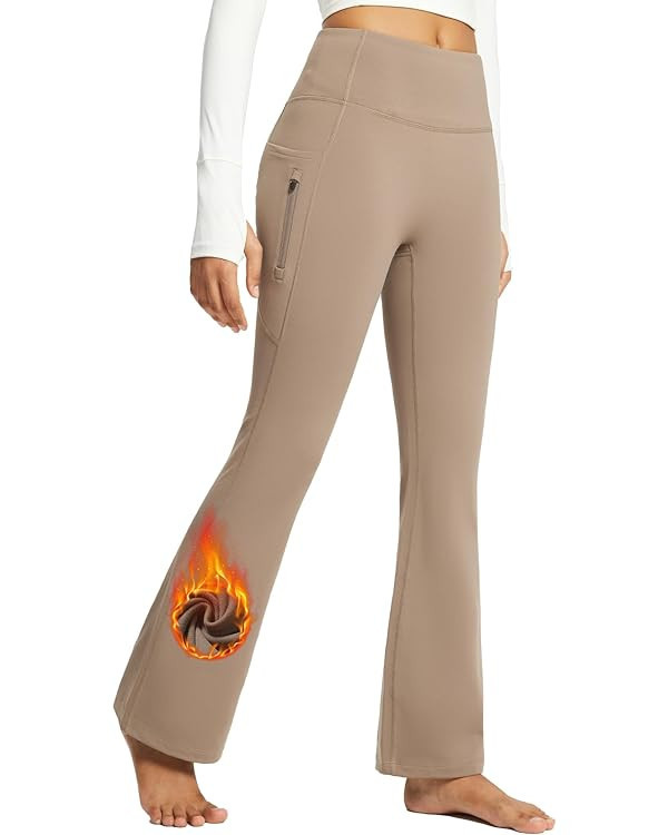 BALEAF Women's Fleece Lined Pants Water Resistant Winter Thermal Warm Flare Leggings Bell Bottom ... | Amazon (US)